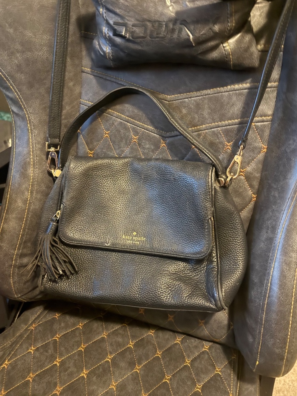 Kate Spade New York Bundle — Black Wellesley Tote + Pebbled Leather Tassel Cross - Picture 4 of 8